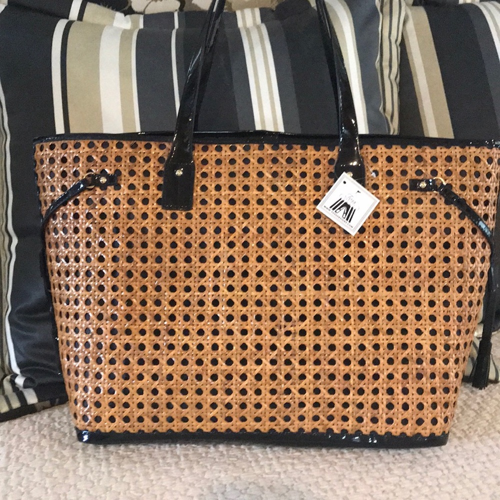 Toss Designs GORGEOUS Large Tote with Caning NWT